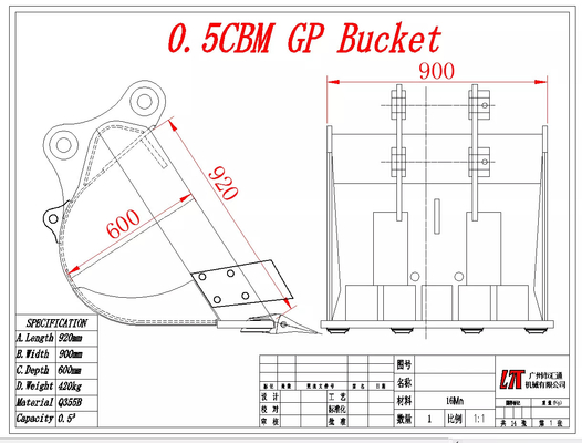 Ausbaugewerbe GP Eimer 12 Tonnen Modell Standard Eimer Boden Graben Bagger Befestigung