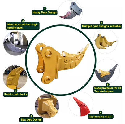 Schwerlastbagger Stump Ripper Karton Box Robuste Struktur Gelber Ripper